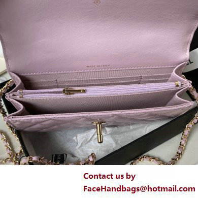 Chanel Shiny Crumpled Lambskin, Imitation Pearls  &  Gold-Tone Metal Clutch with Chain Bag AP3803 Lilac 2025